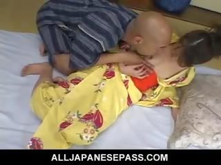 Lustful full-blown Japanese Cougar In A Kimono Rides A Hard manhood